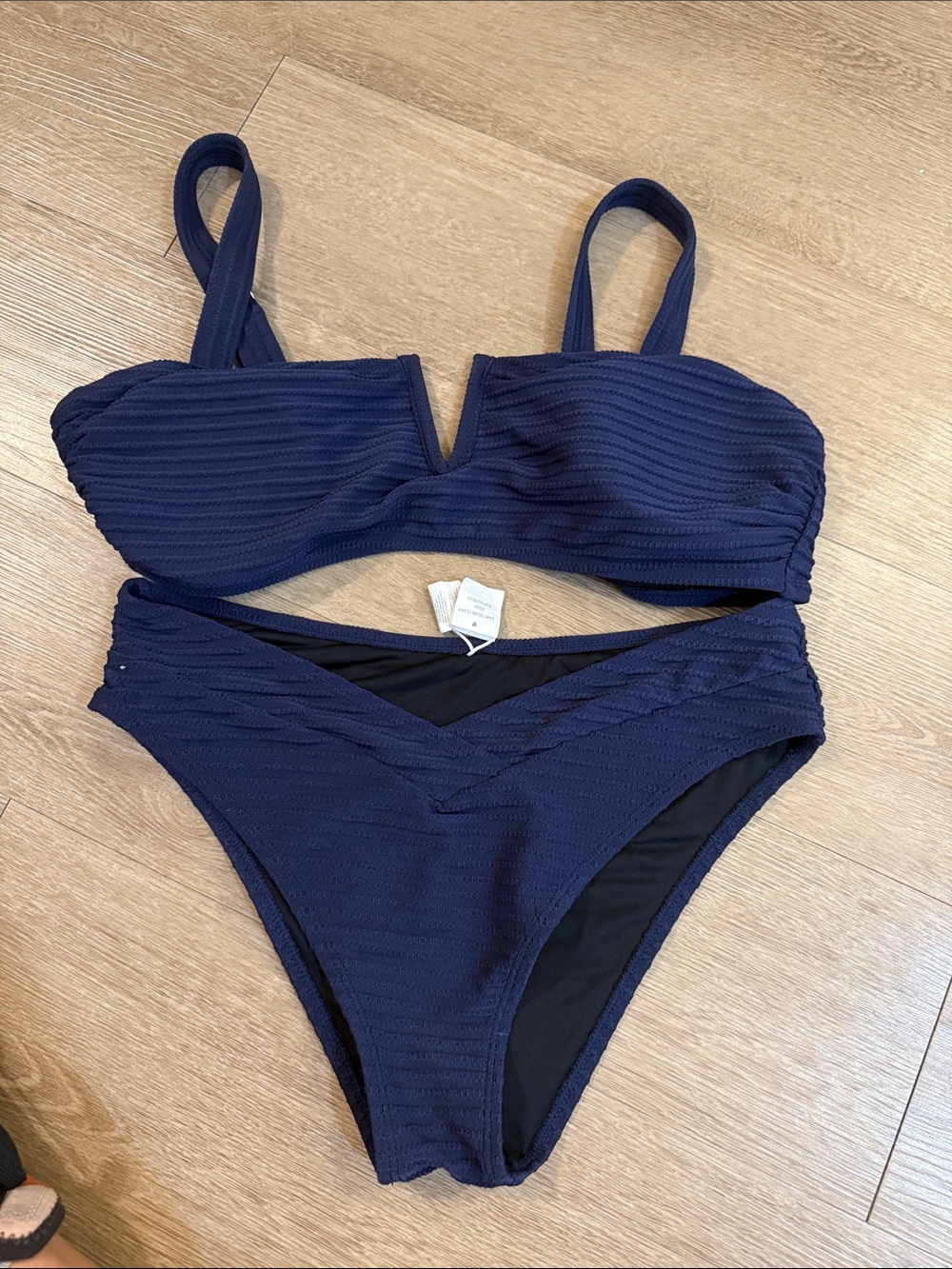 Cupshe Navy Textured Two-Piece Bikini